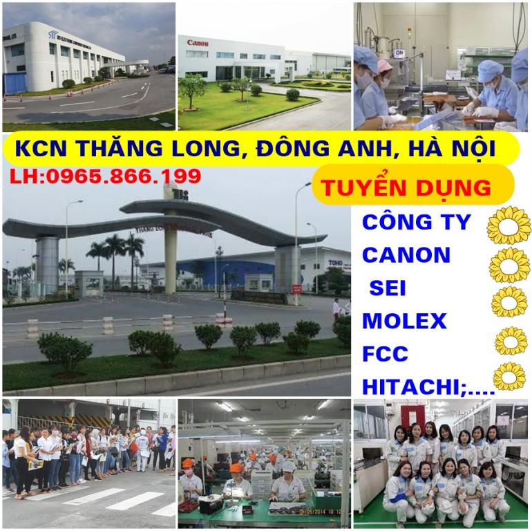 Tuyển công nhân chính thức và thời vụ làm việc ở KCN Thăng Long & Quang Minh - Hà Nội